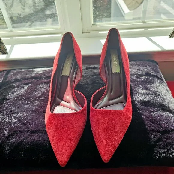 NWOT Franco Sarto Tana Suede Red Heels - Size 9.5 - Picture 5 of 14